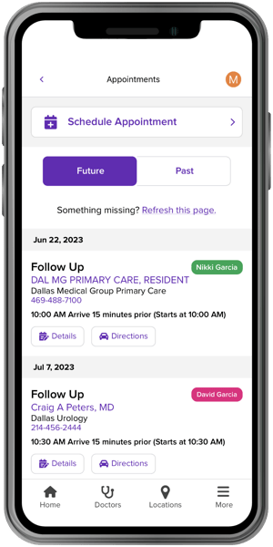 MyChart for Caregivers - MyChart Appointments