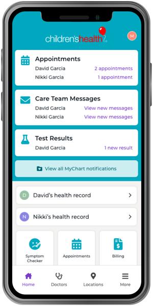MyChart for Caregivers - MyChart Dashboard